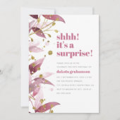 Invitation Chut ! C'est une surprise ! | Anniversaire Feuille (Devant)