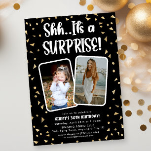 Invitation Chut..C'est une surprise de fête d'anniversaire 2x
