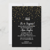 Invitation Chut ! C'est une surprise fête avec confettis doré (Devant)