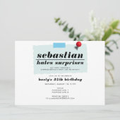 Invitation Chut ! Drôle Hates Surprises Fête d'Anniversaire m (Debout devant)