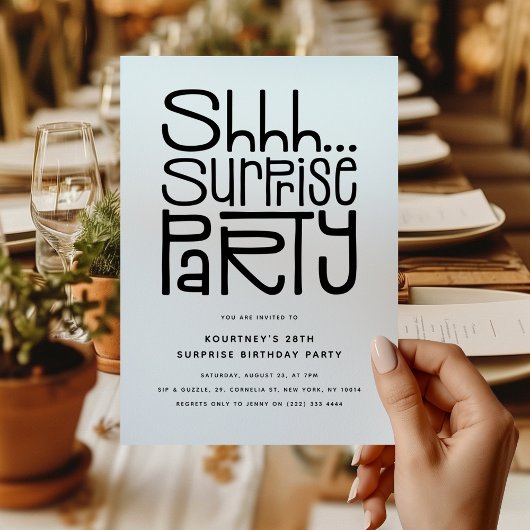 Invitation Chut Fête surprise Moderne Anniversaire