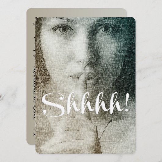 Invitation Chut ! Fête unique Chic Fun Surprise (Devant / Derrière)