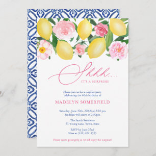Invitation Chut Floral aux citrons ! Fête d'anniversaire Surp