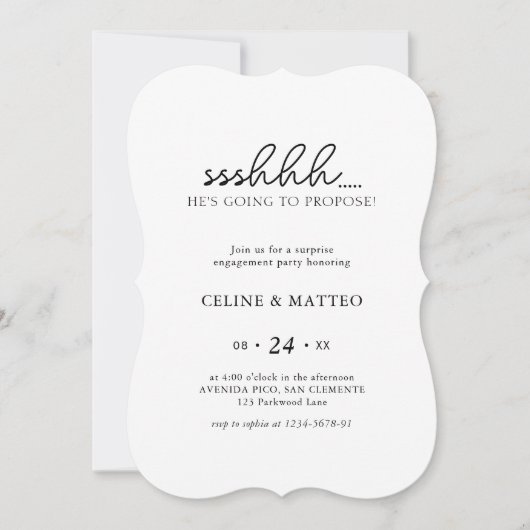 Invitation Chut... Il va demander sa main | Fiançailles Surpr (Devant)