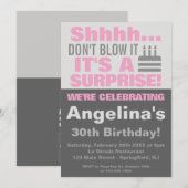 Invitation Chut Ne souffle pas c'est une fête d'anniversaire  (Devant / Derrière)