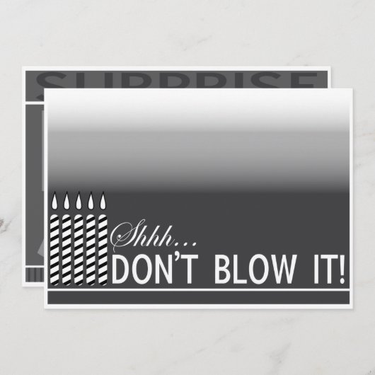 Invitation Chut noir de l'invitation | de fête d'anniversaire (Devant / Derrière)