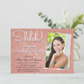 Invitation Chut ! Photo d'anniversaire du Rose surprise Gold (Debout devant)