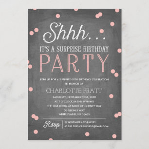 Invitation Chut rose et tableau de fête d'anniversaire de