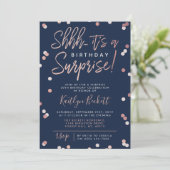 Invitation Chut... Surprise Anniversaire Rose Gold Foil Confe (Debout devant)