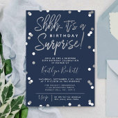 Invitation Chut... Surprise Anniversaire Silver Foil Confetti