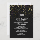 Invitation Chut Surprise Confettis dorés sur un fond de remis (Devant)