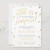 Invitation Chut... Surprise fête d'anniversaire Gold Foil Con (Devant)