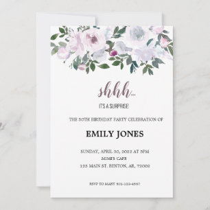 Invitation Chut surprise florale rose blush bouquet aquarelle