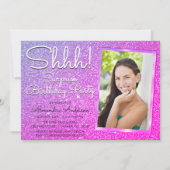 Invitation Chut ! Surprise Purple Rose Anniversaire Photo (Devant)