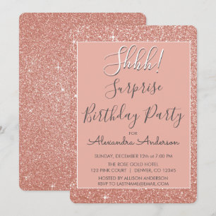 Invitation Chut ! Surprise Rose Gold fête d'anniversaire
