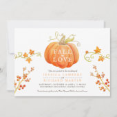 Invitation Chute amoureuse aquarelle citrouille mariage autom (Devant)
