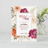 Invitation Chute amoureuse aquarelle fleurs automne nuptiale (Debout devant)