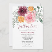 Invitation Chute amoureuse automne fleurie burgundy douche nu (Devant)