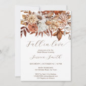 Invitation Chute amoureuse boho brun fleurs nuptiale douche (Devant)