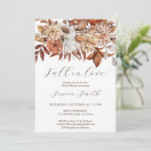 Invitation Chute amoureuse boho brun fleurs nuptiale douche (Debout devant)