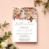 Invitation Chute amoureuse boho brun fleurs nuptiale douche