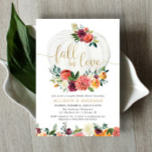 Invitation Chute amoureuse couple or bordeaux douche nuptiale