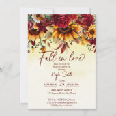 Invitation Chute amoureuse de tournesols rose bordeaux (Devant)
