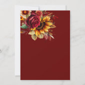 Invitation Chute amoureuse de tournesols rose bordeaux (Dos)