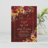 Invitation Chute amoureuse de tournesols rose bordeaux (Debout devant)