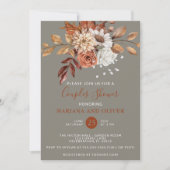 Invitation Chute Aquarelle Floral Grey Couples Douche (Devant)
