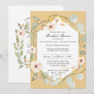Invitation Chute Aquarelle Florale Rose Fête des mariées mout
