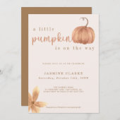 Invitation Chute bébé fille douche | Un Petit Citrouille (Devant / Derrière)