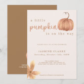 Invitation Chute bébé fille douche | Un Petit Citrouille (Devant / Derrière)