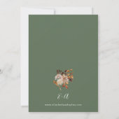 Invitation Chute Beige Floral 2 Mariage - Vert (Dos)