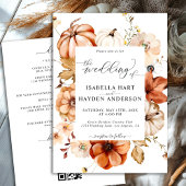 Invitation Chute Beige Rouille Tout en un QR Code Mariage cla
