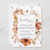 Invitation Chute Beige Rouille Tout en un QR Code Mariage cla (Devant)
