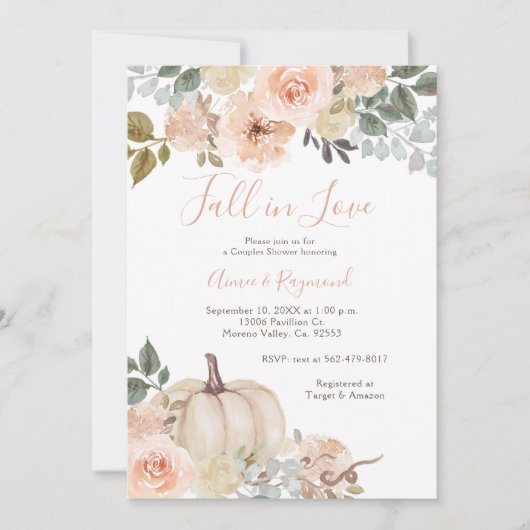 Invitation Chute blanche crémeuse en amour Douche en couple (Devant)