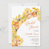 Invitation Chute boho jaune fleurs script douche nuptiale (Devant)