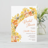 Invitation Chute boho jaune fleurs script douche nuptiale (Debout devant)