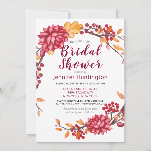 Invitation Chute botanique douce Bourgogne Fête des mariées f (Devant)