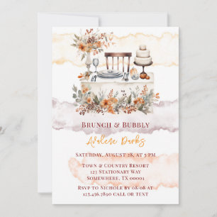 Invitation Chute Bourgogne Orange Floral Table Brunch & Bubbl