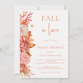 Invitation Chute Brown Floral En Fête des mariées Amour (Devant)