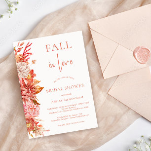 Invitation Chute Brown Floral En Fête des mariées Amour