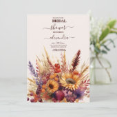 Invitation Chute Brûlé Orange Aquarelle Pampas Grass Bridal (Debout devant)