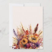 Invitation Chute Brûlé Orange Aquarelle Pampas Grass Bridal (Dos)