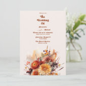 Invitation Chute Burange Aquarelle Orange Pampas Grass Mariag (Debout devant)