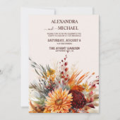 Invitation Chute Burange Aquarelle Orange Pampas Grass Mariag (Devant)