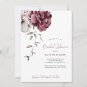 Invitation Chute burgundy fleurie élégante douche nuptiale (Devant)