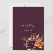 Invitation Chute burgundy pêche brun or rose mariage floral r (Dos)