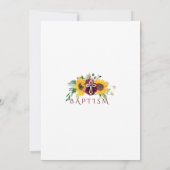 Invitation Chute Burgundy Tournesol Croix blanche Baptême (Dos)